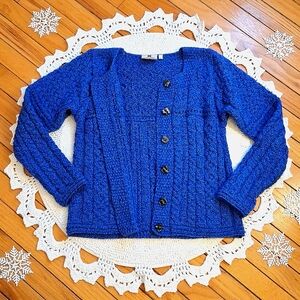 CARRAIGDONN 100% Merino Wool Women's Blue Sweater, Size Small